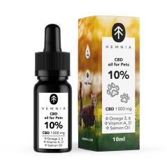 Hemnia CBD lašišų aliejuje gyvūnams - 10% CBD, 1000 mg, 10 ml