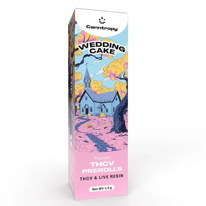 Canntropy THCV Prerolls Wedding Cake live resin terpenes, THCV 96% quality, 1,5 g