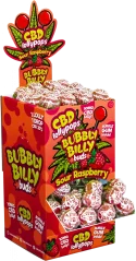 Bubbly Billy Buds 10 mg CBD Sour Raspberry Lollies with Bubblegum Inside – Display Container (100 Lollies), 1800 g