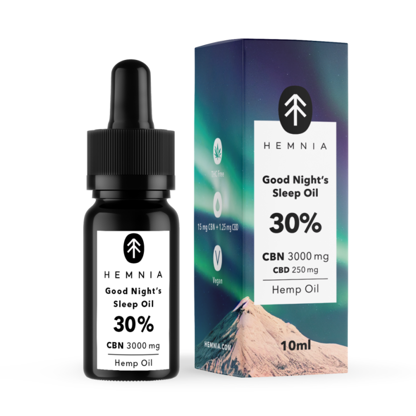 Hemnia Good Night's Sleep Kaņepju eļļa 30%, 3000 mg CBN, 250 mg CBD, 10 ml