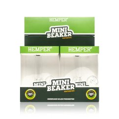 HEMPER Mini Beaker Waterpipe - Clear, Display Box 4pcs