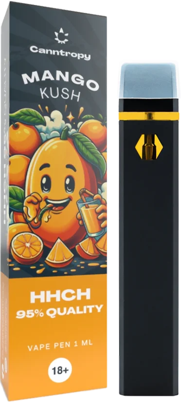 Canntropy HHCH vienreizējās lietošanas Vape Pen Mango Kush, HHCH kvalitāte 95 %, 1 ml