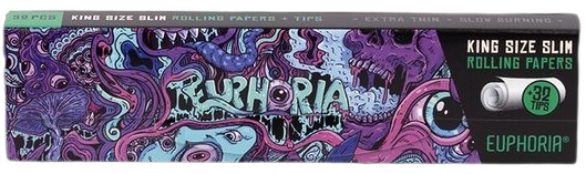 Euphoria Кинг Сизе Слим Психоделични ролни папир + филтери - кутија од 24 ком