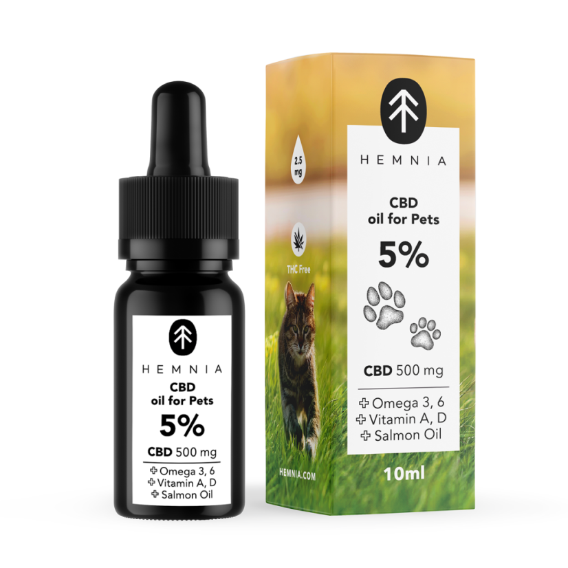 Hemnia CBD in salmon oil for animals - 5% CBD, 500 mg, 10 ml