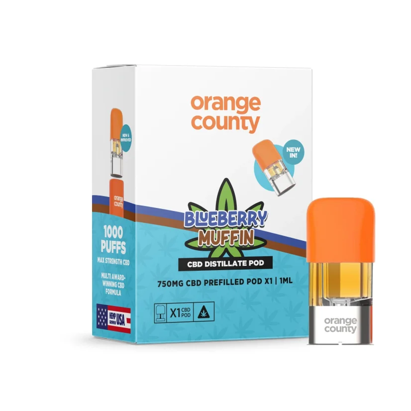 Orange County CBD Prefilled Pod Blueberry Muffin, 1 ml - Display box 10 pcs