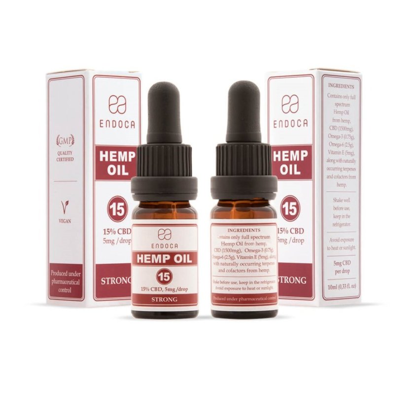 Endoca kaņepju eļļa 1500 mg CBD (15%), 10 ml