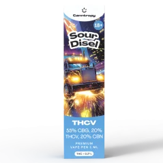 Canntropy THCV Vape Pen Sour Diesel, 20 % THCV, 60 % CBG, 20 % CBN, 1 ml