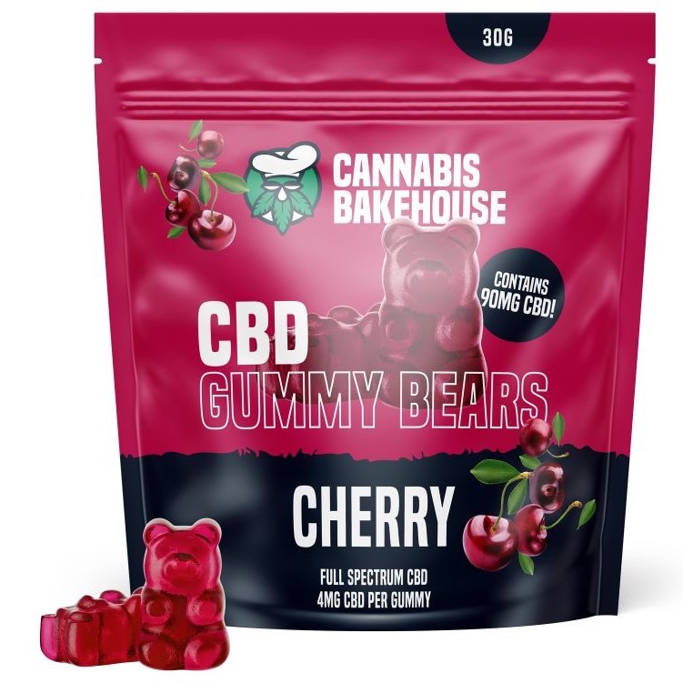 Cannabis Bakehouse CBD Gummi Bears — ķirsis, 22 gab. x 4 mg CBD, 30 g