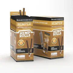 HEMPER King Size Rolls + Stikla gals 2gab - Honey, Display box 12 gab