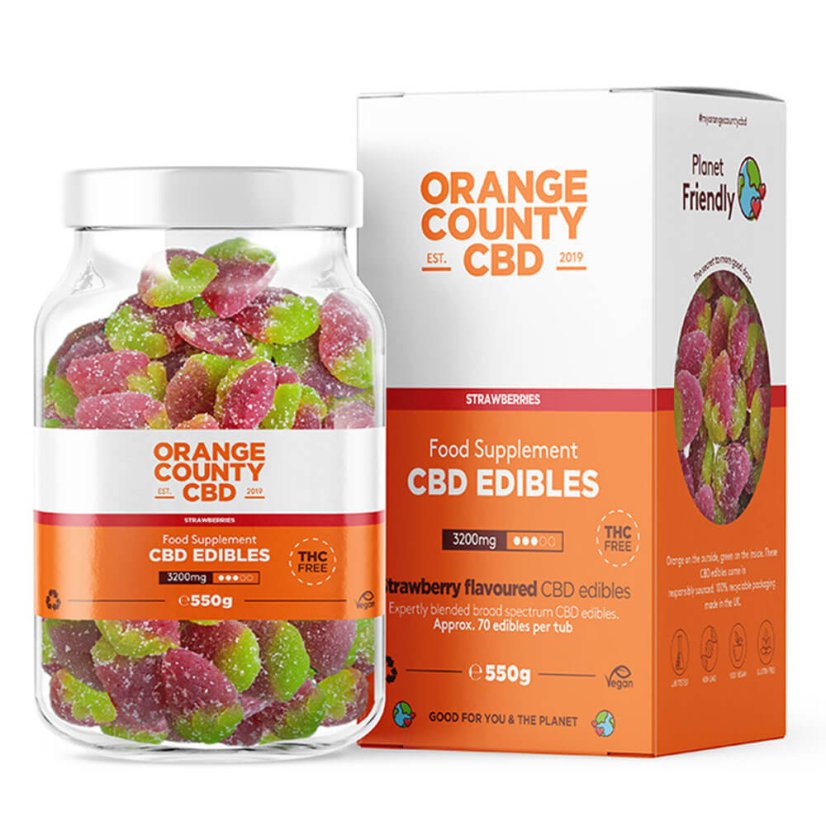 Orange County CBD Gummies Zemenes, 70 gab., 3200 mg CBD, 550 g