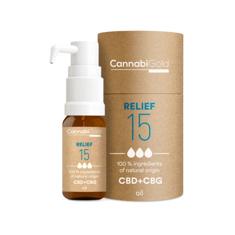 CannabiGold oil Relief 15 % (13,5 % CBD, 1,5 % CBG), 1800 mg, 12 ml