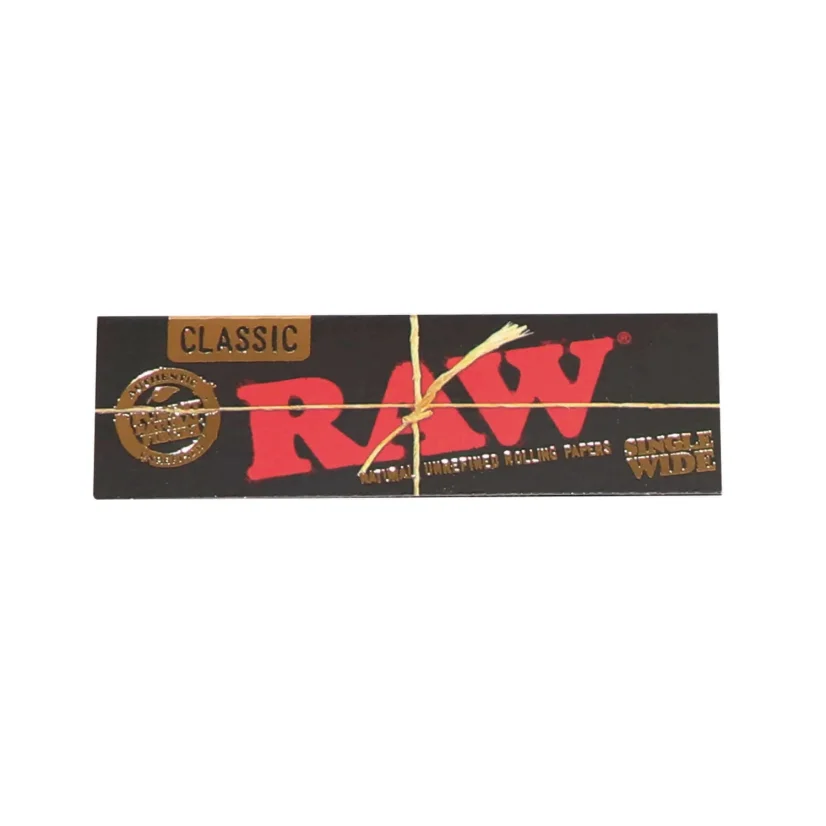 RAW Black Classic Single Wide Rolling Papers - natural unrefined rolling papers, 50 leaves/pack, 50 packs/Display Box