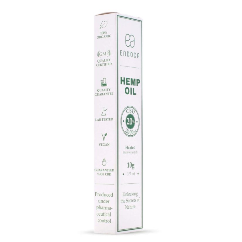 Endoca Kaņepju eļļas ekstrakts 2000 mg CBD (20%), 10 g šļirce