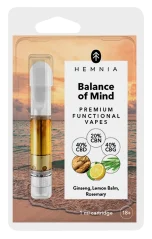 Hemnia Cartridge Balance of Mind - 40 % CBD, 40 % CBG, 20 % CBN, ginseng, lemon balm, rosemary, 1 ml