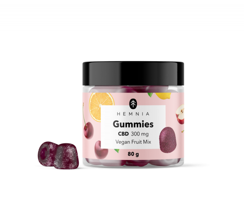 Hemnia CBD, vegāns gummies, augļu maisījums, 300 mg CBD, 30 gab x 10 mg, 80 g