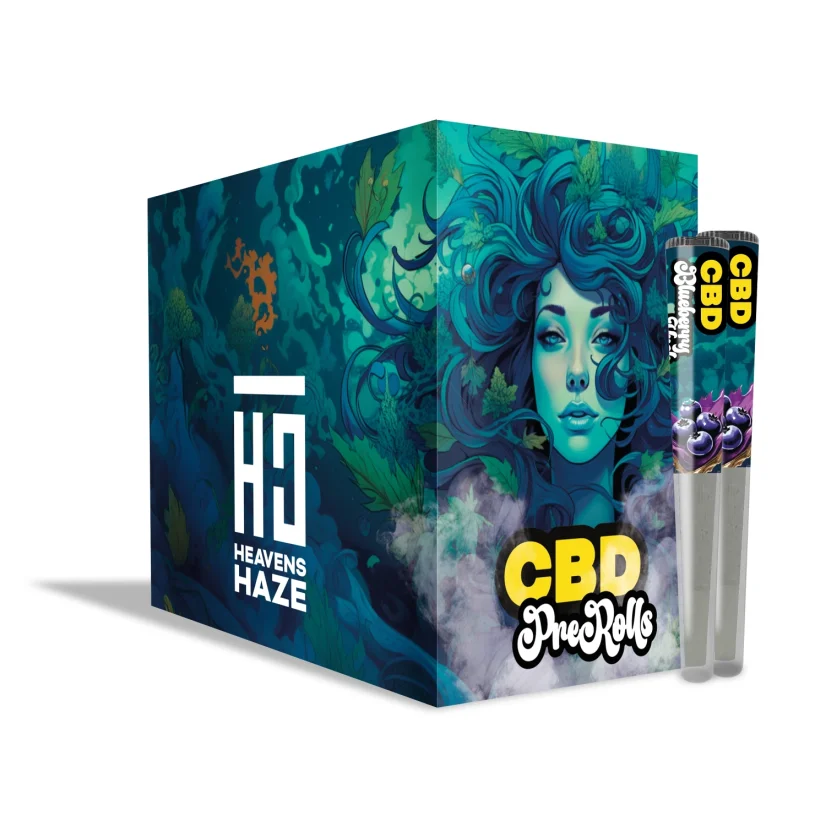 Heavens Haze CBD дисплеј кутија са пре-роловима 24 ком / 8 ком Strawberry Diesel, 8 ком Blueberry Kush, 8 ком Amnesia
