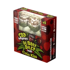 Bubbly Billy Buds 10 mg CBD Cola Kiss Lollies with Bubblegum Inside - dāvanu kaste (5 konfektes), 12 kastītes kartona kārbā, 1200 g