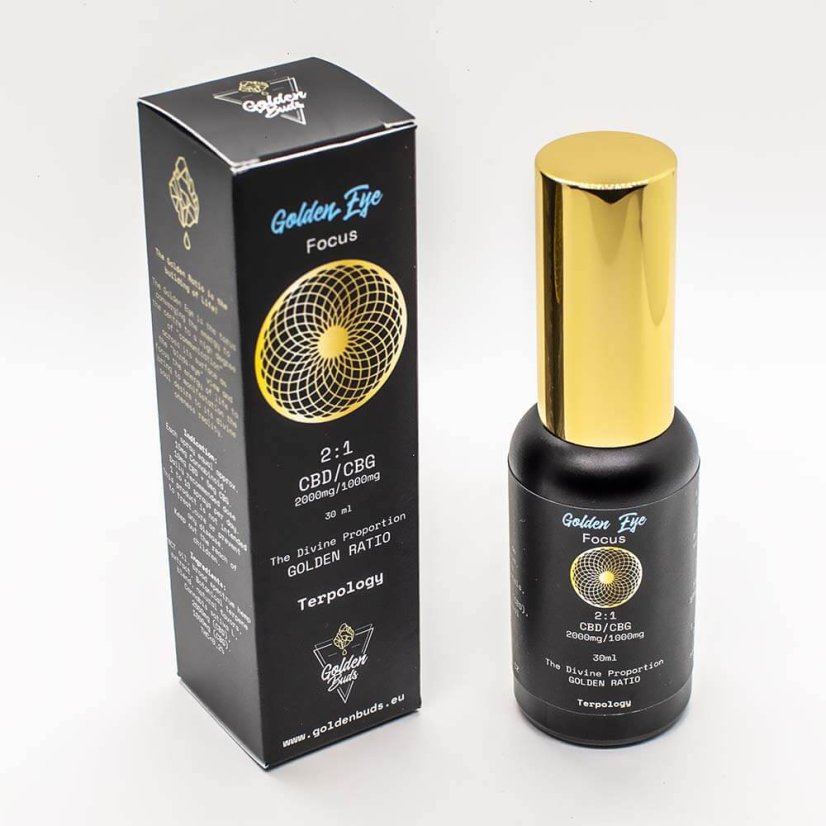 Golden Buds Golden Eye (Focus) sprejs, 10%, 2000 mg CBD / 1000 mg CBG, 30 ml