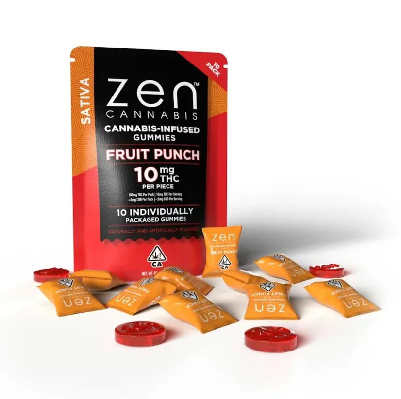 Zen CBD THC+ Gummies Fruit Punch Sativa, 10gab, 200mg