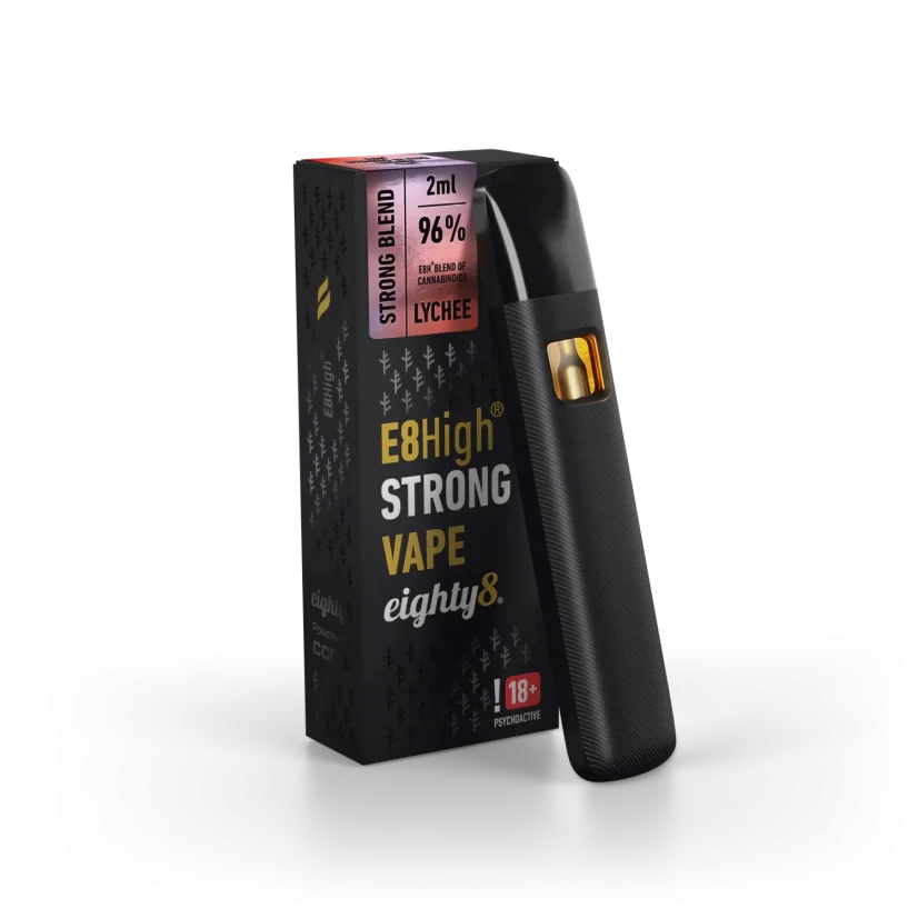 Eighty8 E8High vienreizējās lietošanas vape Lychee, 96 % E8High, 2 ml