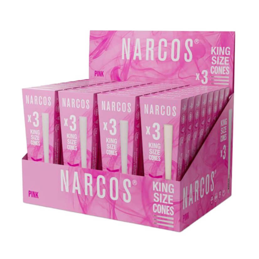 Narcos King Size Cones Pink Edition 109 mm, Display Box 32 pcs