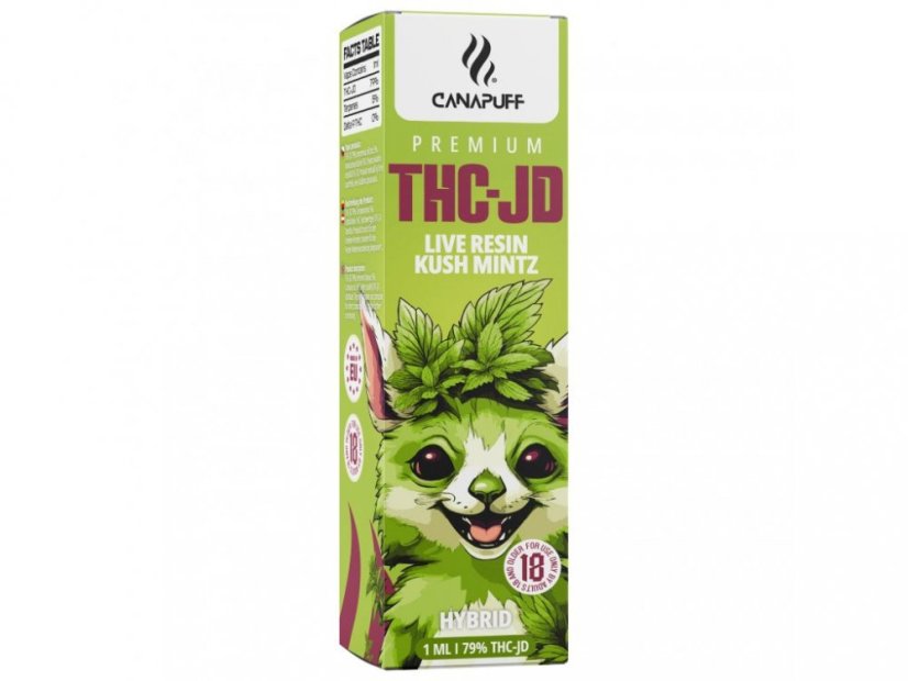 CanaPuff Kush Mintz vienreizējās lietošanas vape pildspalva, 79% THCJD, 1 ml