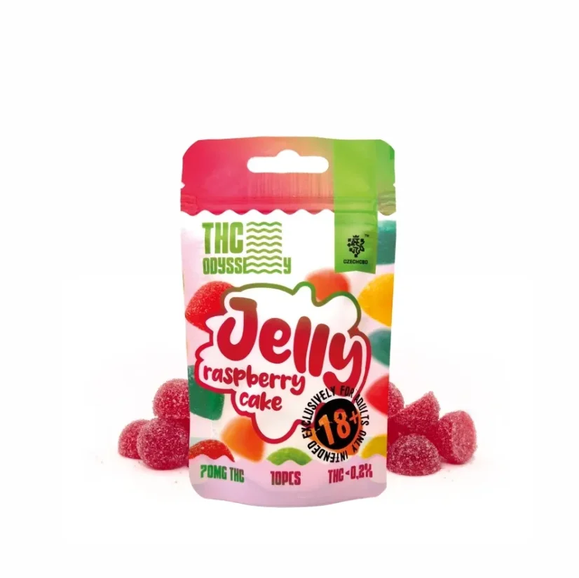 Czech CBD THC Odyssey Jelly Raspberry Cake, 70 mg THC, 10 pcs Czech CBD THC Odyssey Jelly Raspberry Cake, 70 mg THC, 10 pcs