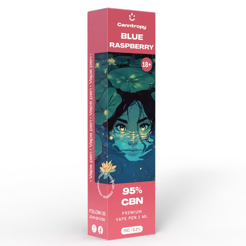 Canntropy CBN Vape Pen Blue Raspberry, 95% CBN, 1ml
