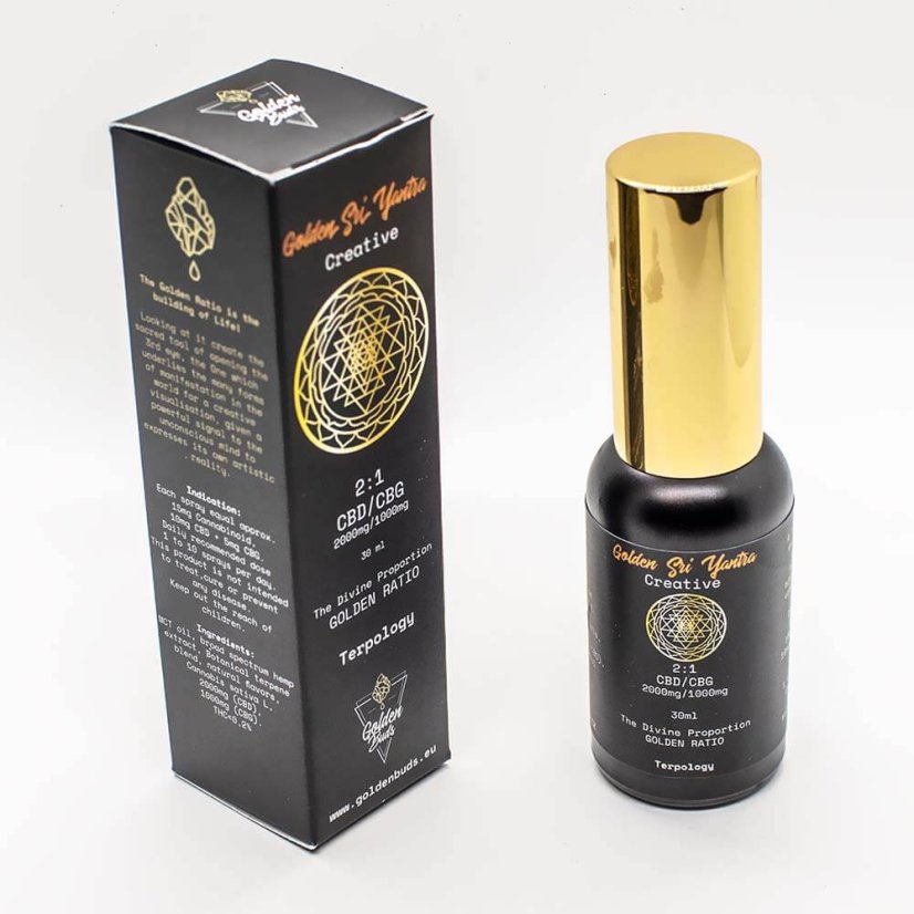 Golden Buds Golden Sri Yantra (Creative) спрей, 10%, 2000 mg CBD / 1000 mg CBG, 30 ml