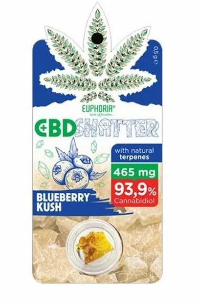 Euphoria Shatter Blueberry Kush (93 līdz 465 mg CBD)