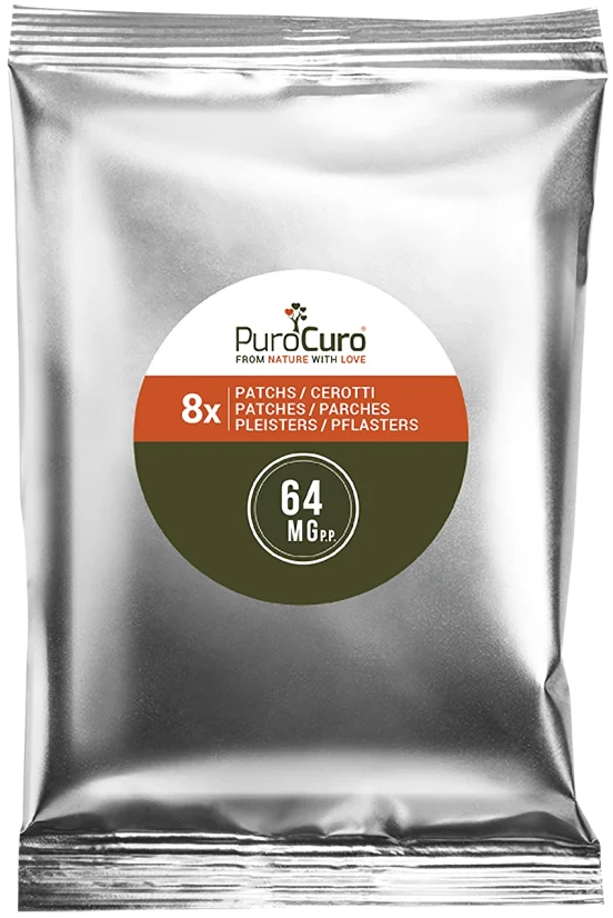 PuroCuro 64 mg Hemp CBD Formula plāksteri, 32 gab., 2048 mg kaņepju formulas