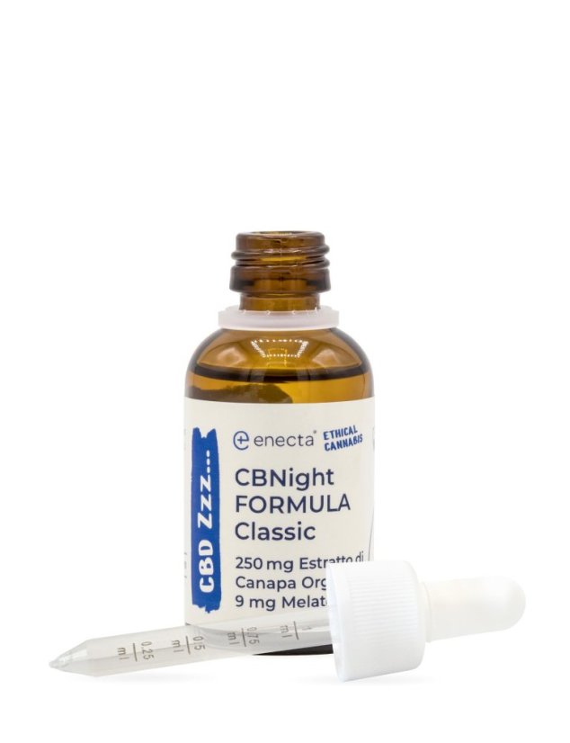 *Enecta CBNight Formula Classic kaņepju eļļa ar melatonīnu, 250 mg organisko kaņepju ekstraktu, 30 ml